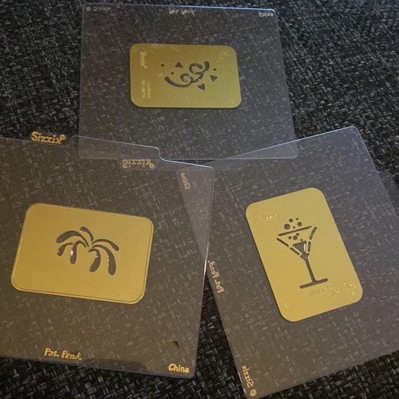 Sizzix brass stencil embossing folder dies firework, confetti & martini glass - Picture 2 of 5